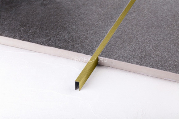 П-профиль бордюрный 10х5 мм из нержавеющей стали SS 304 FSUP05-GS S.S.304 золото сатинированное 2.7 м