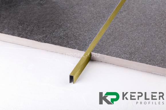 П-профиль бордюрный 10х5 мм из нержавеющей стали SS 304 FSUP05-GS S.S.304 золото сатинированное 2.7 м