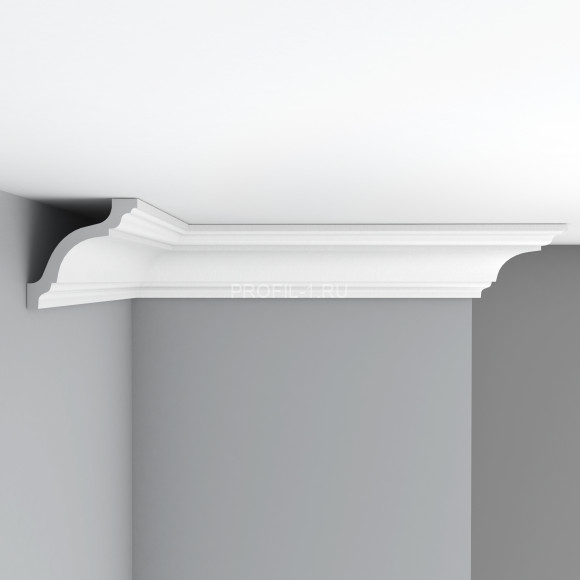 Плинтус потолочный 120х120х2400 мм Decomaster 96670 из полиуретана белый под покраску