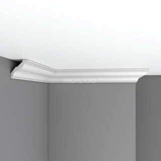 Плинтус потолочный DECOMASTER DP-350 (57х53х2400мм) гладкий из полиуретана, белый под покраску Плинтус потолочный DECOMASTER DP-350 (57х53х2400мм) гладкий из полиуретана, белый под покраску