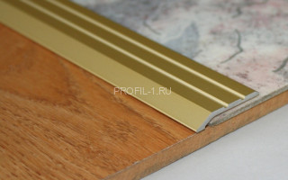 Алюминиевый порог разноуровневый 30 мм окантовочный с насечками Effector A 01.00 2,7 м золото