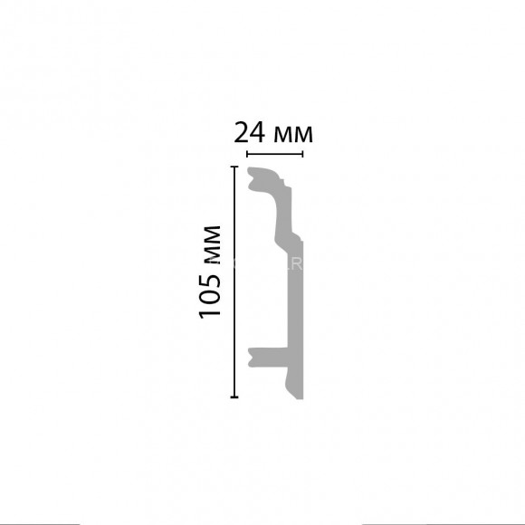 Плинтус DECOMASTER A155 (105x24x2000) напольный, ударопрочный полимер, белый, под покраску