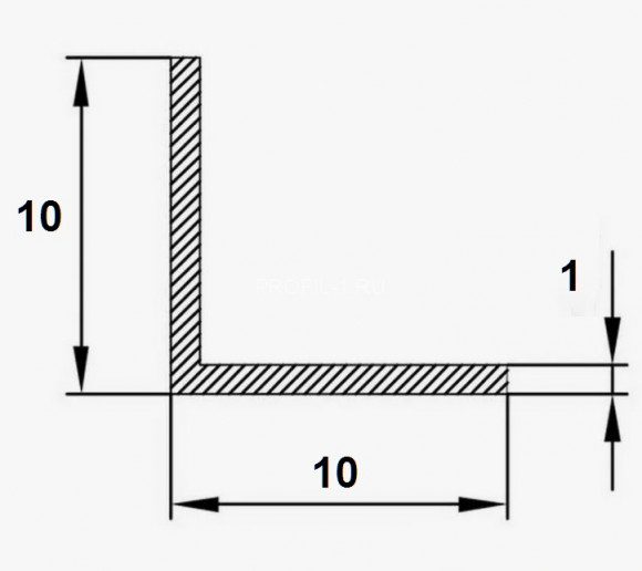 Алюминиевый уголок 10х10х1 мм равнополочный 3 м