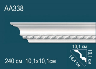 Потолочный плинтус с орнаментом Перфект AA338 полиуретан 101х144х101 мм 240 см