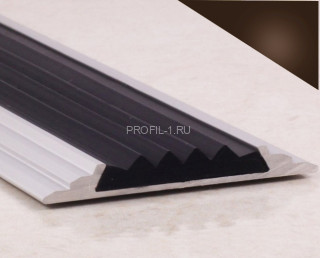 Противоскользящий порог алюминиевый с резиной  46 мм ПО-46+ПР-15 бронза глянец-черный 2,7 м