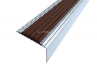 Алюминиевый порог угловой 20х38 мм противоскользящий АУ-38 без покрытия темно-коричневый 3 м