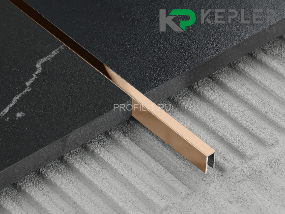 П-профиль бордюрный 10х5 мм из нержавеющей стали SS 304 FSUP05-RP S.S.304 розовое золото полированное 2.7 м