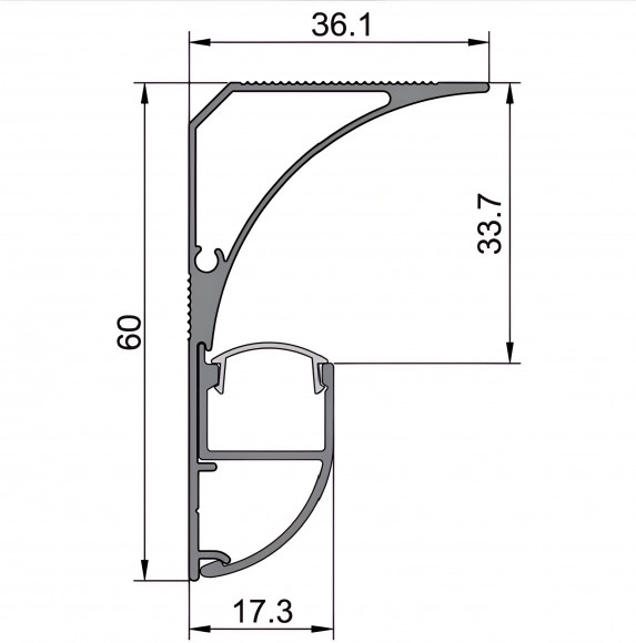 Потолочный плинтус под гипсокартон с подсветкой 60х36 мм Диал 2501 белый муар RAL 9016 3 м