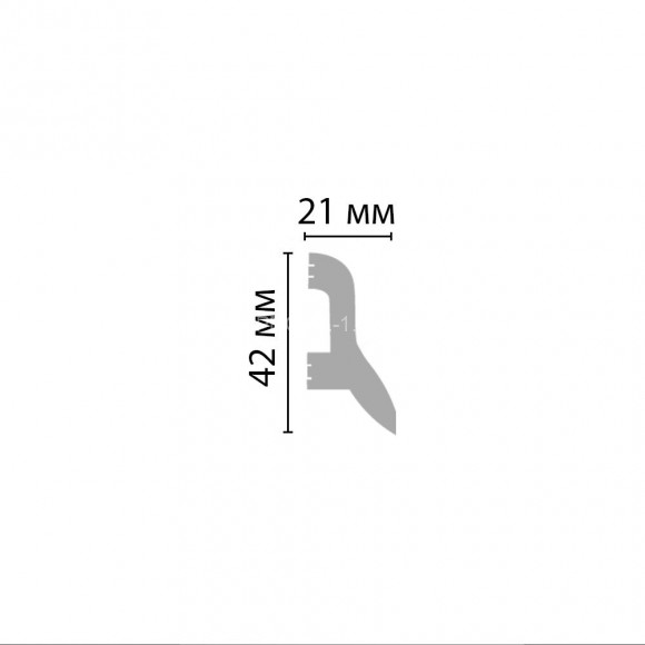 Плинтус DECOMASTER D230ДМ (42x21x2000) напольный, ударопрочный полимер, белый, под покраску