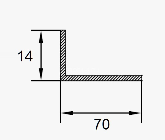 Алюминиевый уголок 70х14 ПБ70х14 серебро матовое 3 м