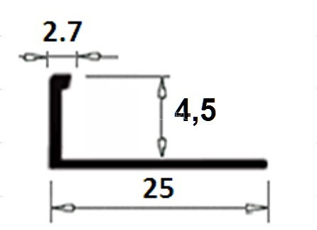 Латунный L-образный профиль гибкий TRD 45 ON 4,5 полированный 2,7м
