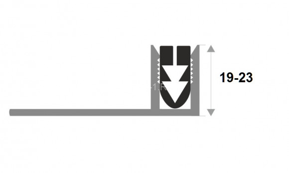 Алюминиевая база под крепление Т-профиля с резиновой вставкой Т/19 0т19 до23 без покрытия 2,7м