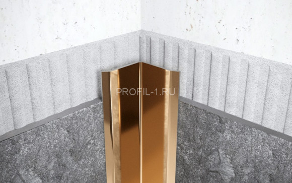 Уголок из нержавеющей стали равнополочный внутренний с загнутыми краями 30х30 мм FV 30 GP золото полированное 300 см
