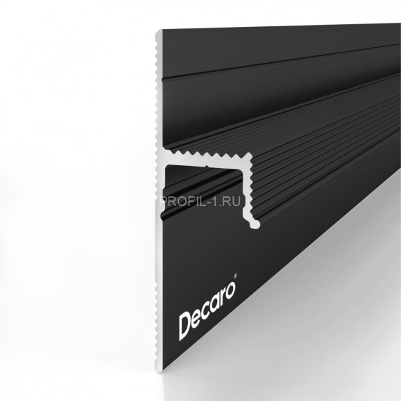 Алюминиевый теневой плинтус Decaro D003.2A Black черный с возможностью LED подсветки 2 м