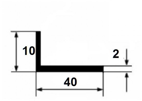 Алюминиевый уголок 10х40х2 мм разнополочный 3 м Алюминиевый уголок 10х40х2 мм разнополочный 3 м