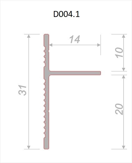 Алюминиевый теневой плинтус Decaro D004.1 без покрытия 2 м