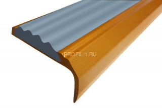 Порог угловой алюминиевый 42х23 мм противоскользящий АУ-42/23-Антик золото-серый 3,0 м