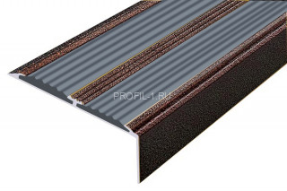 Алюминиевый угол-порог 70х22 с 2-мя резиновыми вставками АУ-70-Антик медь-серый 1,5 м