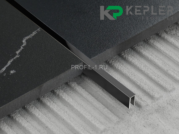 П-профиль бордюрный 10х5 мм из нержавеющей стали SS 304 FSUP05-BP S.S.304 черный полированный 2.7 м