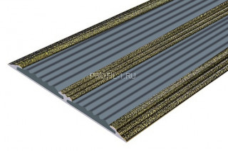 Алюминиевый порог одноуровневый 70 мм противоскользящий АП-70-Антик бронза-серый 3,0 м