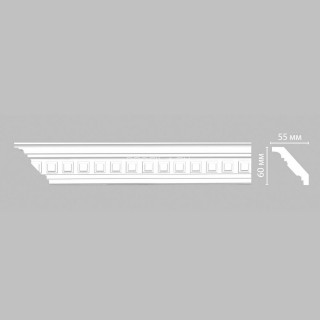 Плинтус DECOMASTER 95126 (60x55x2400) потолочный с рисунком геометрический классический орнамент из полиуретана, белый под покраску