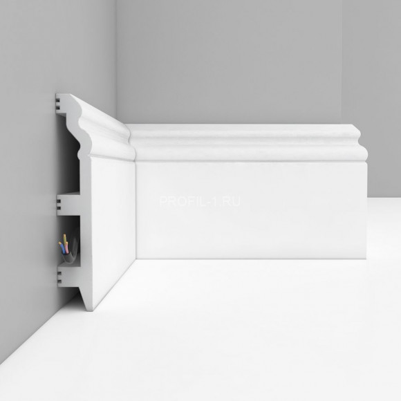 Плинтус DECOMASTER D233ДМ (120x23x2000) напольный, ударопрочный полимер, белый, под покраску Плинтус DECOMASTER D233ДМ (120x23x2000) напольный, ударопрочный полимер, белый, под покраску