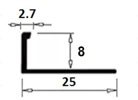 Латунный L-образный профиль гибкий TRD 80 ON 8 полированный 2,7м