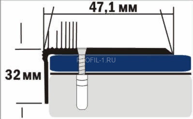 Алюминиевый порог угловой 32х47 мм с рифлением Д14 Бронза РЕ 2,7 м (упаковка 10 штук)