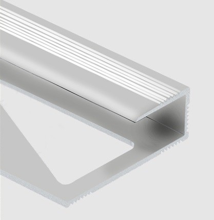 Профиль для ламината оконечный Panel L с рифлением алюминий 10 мм PV59-02 серебро матовое 2,7 м