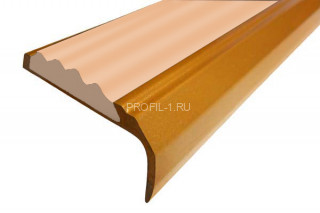 Порог угловой алюминиевый 42х23 мм противоскользящий АУ-42/23-Антик золото-бежевый 3,0 м