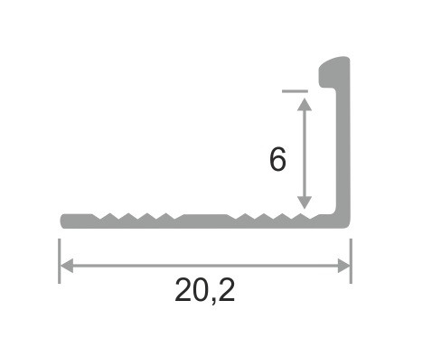 L-образный профиль алюминий 6 мм ПО-Г6 серебро глянец  2,7 м
