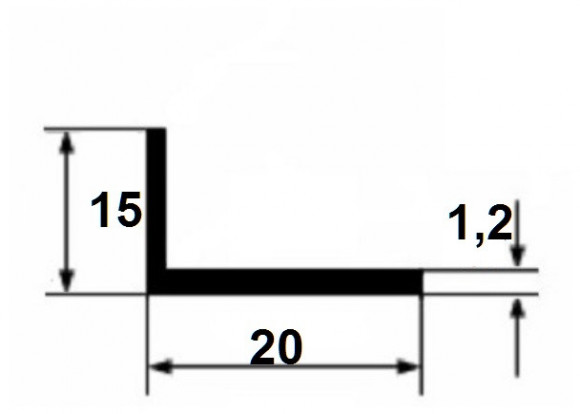 Алюминиевый уголок 15х20х1,2 мм разнополочный 3 м