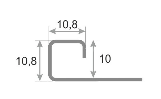 С-профиль из нержавеющей стали окантовочный SB016-10H серебро глянец браш 2,7 м
