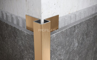 Антивандальный профиль из нержавеющей стали для плитки 10х37 мм FMR 10х37 GS золото сатинированное 270 см