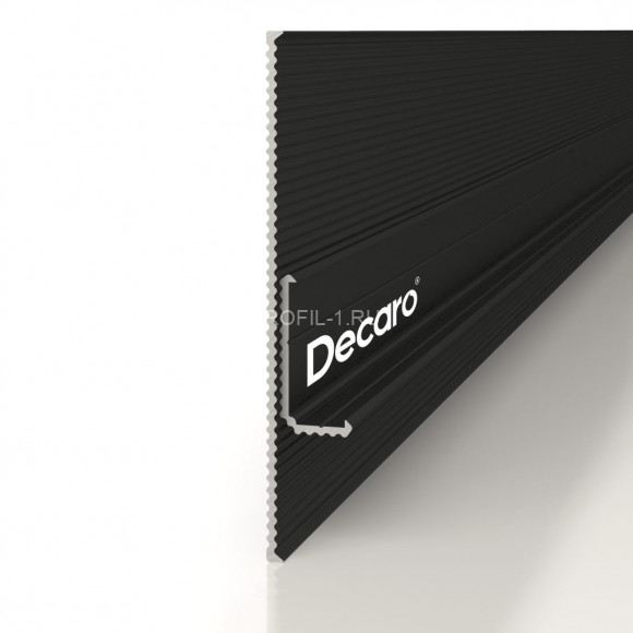 Алюминиевый теневой плинтус Decaro D004.2 Regulated (D004.2A Black+F1A Black) черный с регулиремым зазором 0-55 мм 2 м