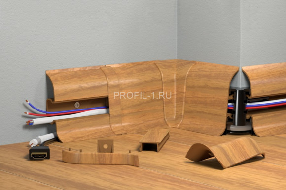 Плинтус ПВХ 59 мм Cezar Premium 166 дуб нордический 2,5 м