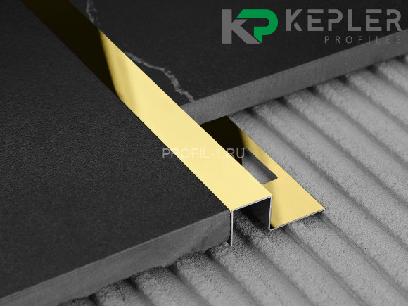 П-профиль закладной 10х10 мм из нержавеющей стали SS 304 FSBP017-10 GP S.S.304 золото полированное 2.7 м