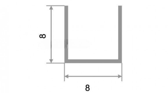 П-образный профиль алюминиевый 8х8 мм П-8х8 бронза глянец 2.7 м