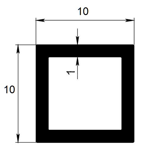 Алюминиевый бокс квадратный 10х10х1 мм 3 метра