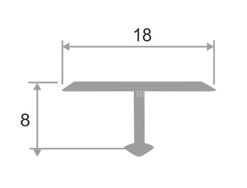 Т-профиль алюминиевый 18 мм ПТ-18 розовый глянец браш 2,7 м