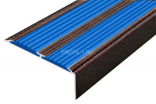 Алюминиевый угол-порог 70х22 с 2-мя резиновыми вставками АУ-70-Антик медь-синий 1,5 м