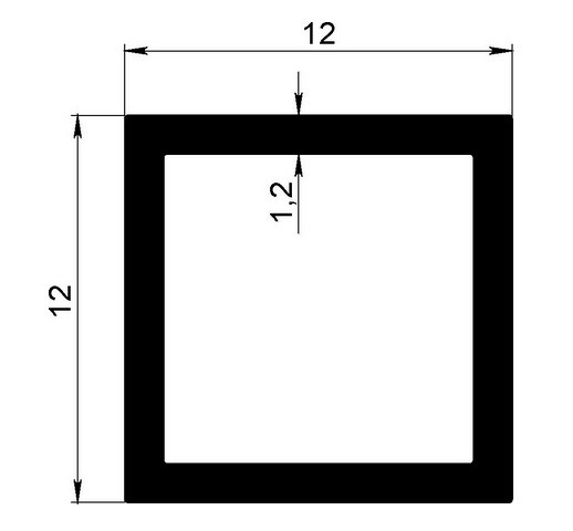 Алюминиевый бокс квадратный 12х12х1,2 мм 3 метра Алюминиевый бокс квадратный 12х12х1,2 мм 3 метра