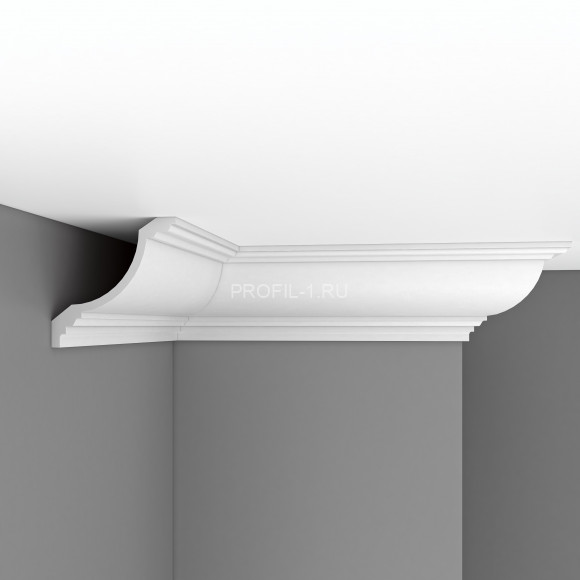 Плинтус потолочный под подсветку 180х180х2400 мм Decomaster 96695 из полиуретана белый под покраску
