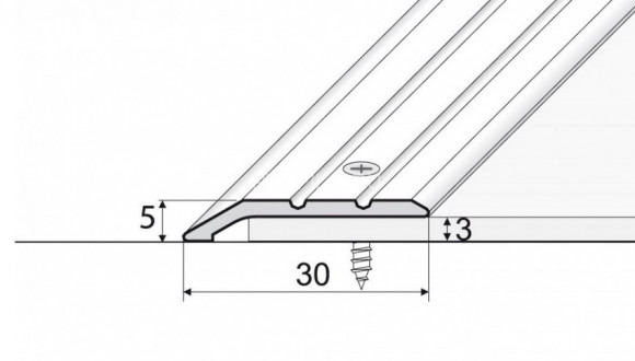 Алюминиевый порог разноуровневый 30 мм окантовочный с насечками Effector A 01.03 2,7 м бронза