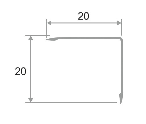 Алюминиевый уголок наружный 20х20 ПН20х20 серебро матовое 2,7 м