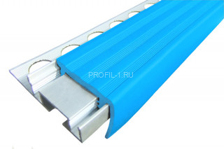 Закладной профиль противоскользящий ALPB-2.4 голубой 2,4 м алюминиевый с резиновой вставкой