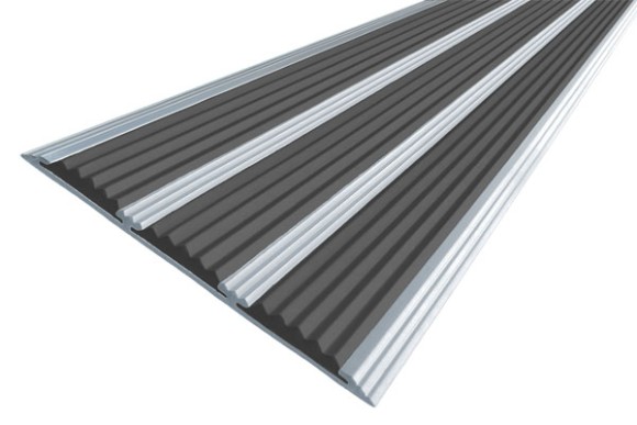 Алюминиевая полоса с резиновыми вставками 100 мм АП-100 черный 2,7 м