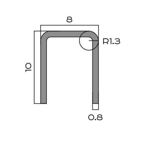Нержавеющий стальной П-профиль 10х8х10 мм NEEXY PVS96-13 LH удлиненый браш 2.7 м