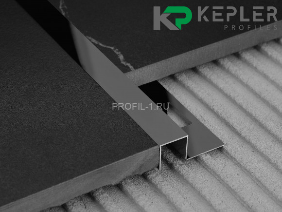 П-профиль закладной 10х10 мм из нержавеющей стали SS 304 FSBP017-10 BP S.S.304 черный полированный 2.7 м