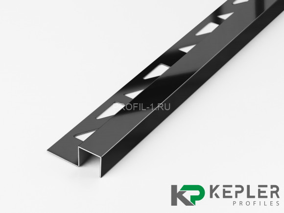 П-профиль закладной 10х10 мм из нержавеющей стали SS 304 FSBP017-10 BP S.S.304 черный полированный 2.7 м